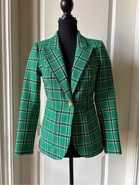 Smythe Green Plaid Tailored Women's Blazer